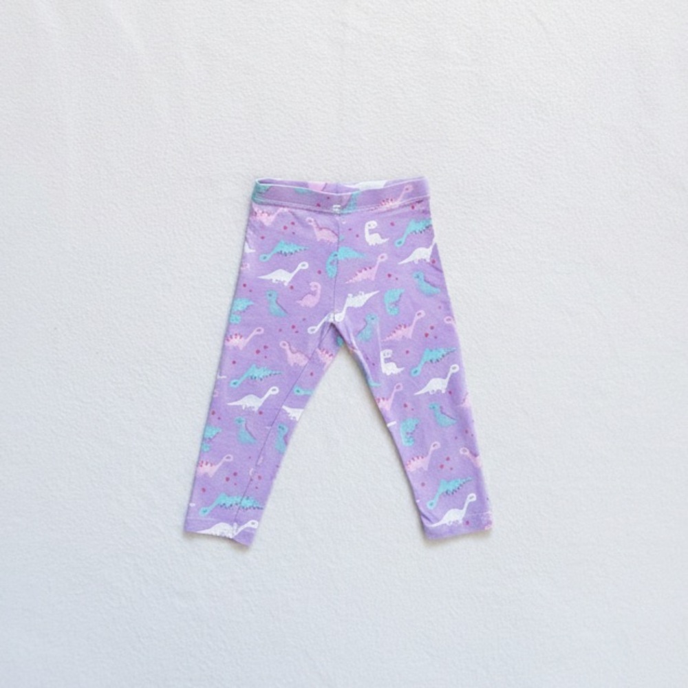 4/22 Mothercare Toddler Purple White Dinosaur Cotton Leggings Pants 12-18M 18M